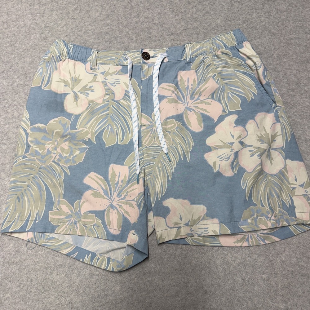 Chubbies Shorts Mens XL Blue Floral Print 6in Inseam Stretch Chino Tropical